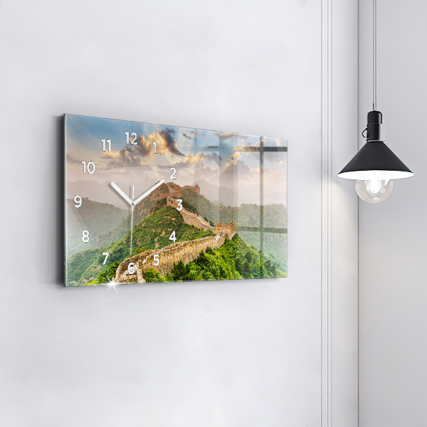 Horizontální skleněné hodiny na stěnu Velká čínská zeď
