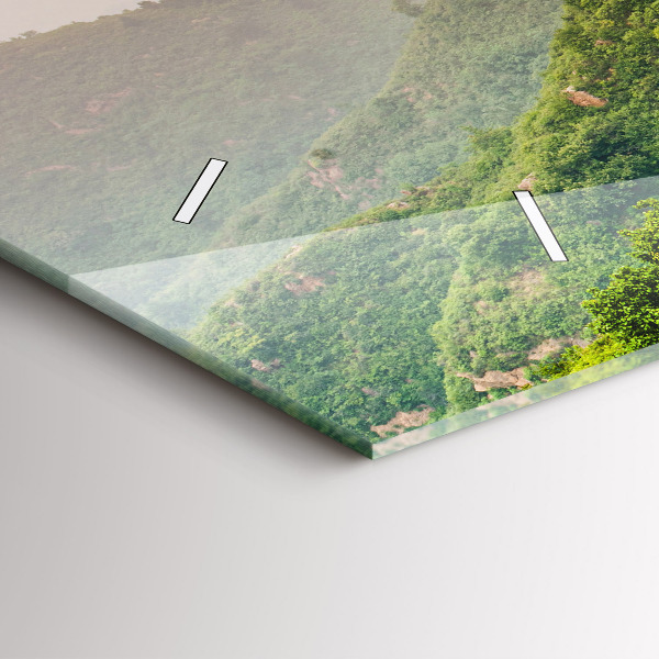 Horizontální skleněné hodiny na stěnu Velká čínská zeď