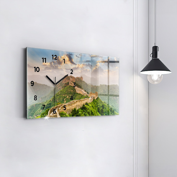 Horizontální skleněné hodiny na stěnu Velká čínská zeď