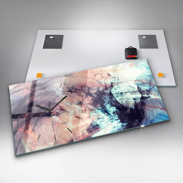 Horizontální skleněné hodiny na stěnu Abstraktní obraz