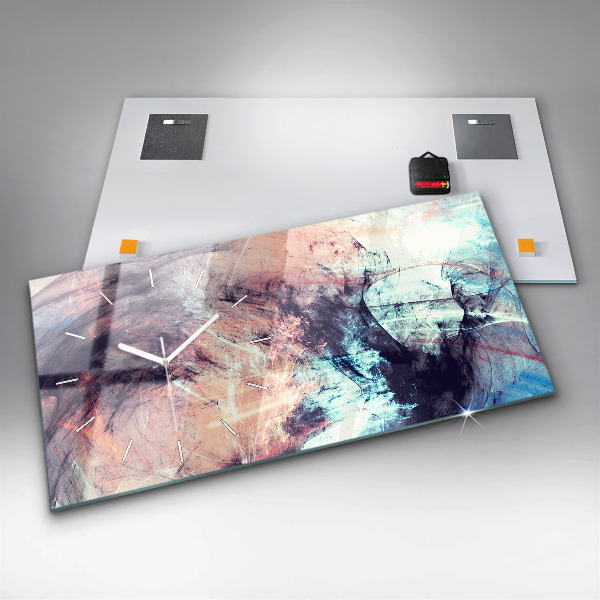 Horizontální skleněné hodiny na stěnu Abstraktní obraz