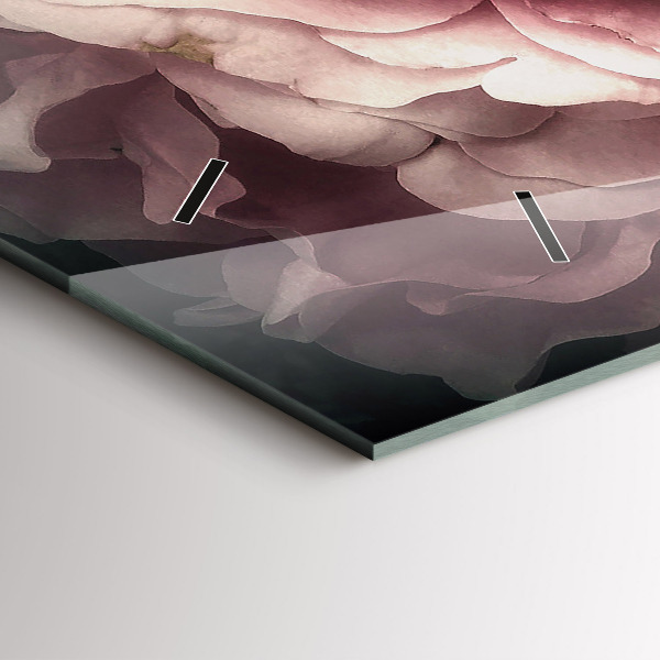 Horizontální skleněné hodiny na stěnu Kytice růžových růží