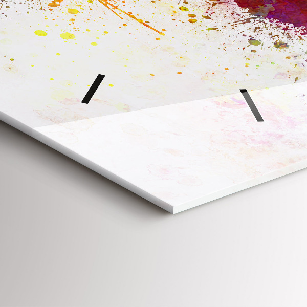 Horizontální skleněné hodiny na stěnu Akvarelová mapa světa