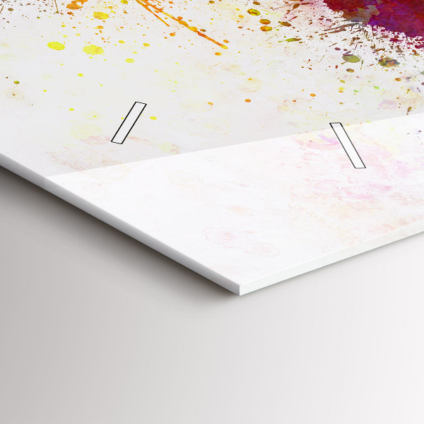 Horizontální skleněné hodiny na stěnu Akvarelová mapa světa