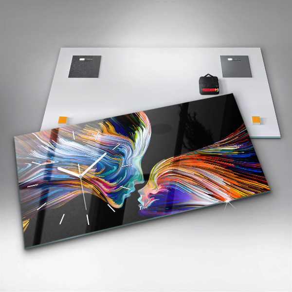 Horizontální skleněné hodiny na stěnu Emocionální umění