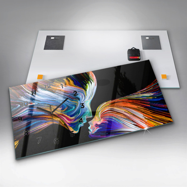 Horizontální skleněné hodiny na stěnu Emocionální umění