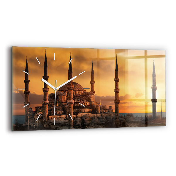 Horizontální skleněné hodiny na stěnu Istanbulská mešita