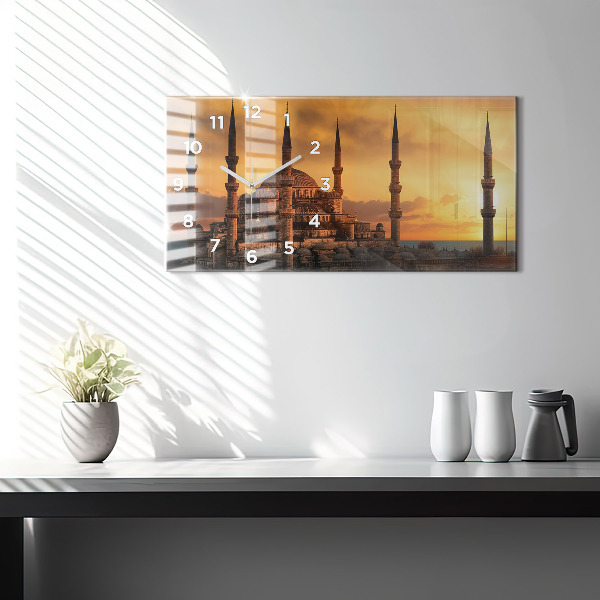 Horizontální skleněné hodiny na stěnu Istanbulská mešita