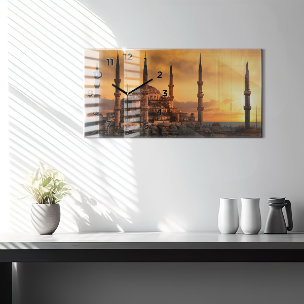 Horizontální skleněné hodiny na stěnu Istanbulská mešita