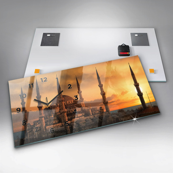 Horizontální skleněné hodiny na stěnu Istanbulská mešita