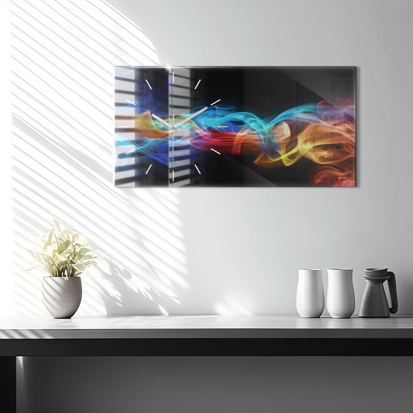 Horizontální hodiny na skle Abstraktní barevné linie