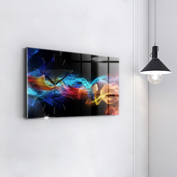 Horizontální hodiny na skle Abstraktní barevné linie