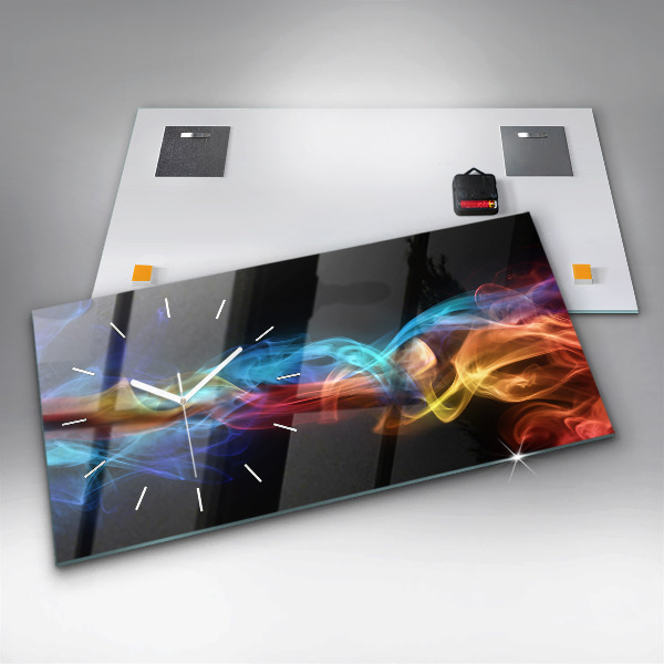 Horizontální hodiny na skle Abstraktní barevné linie