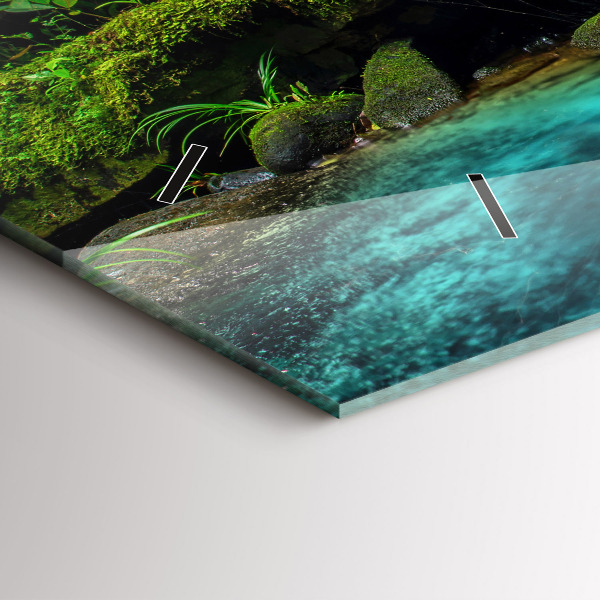 Horizontální skleněné hodiny na stěnu Thajský vodopád