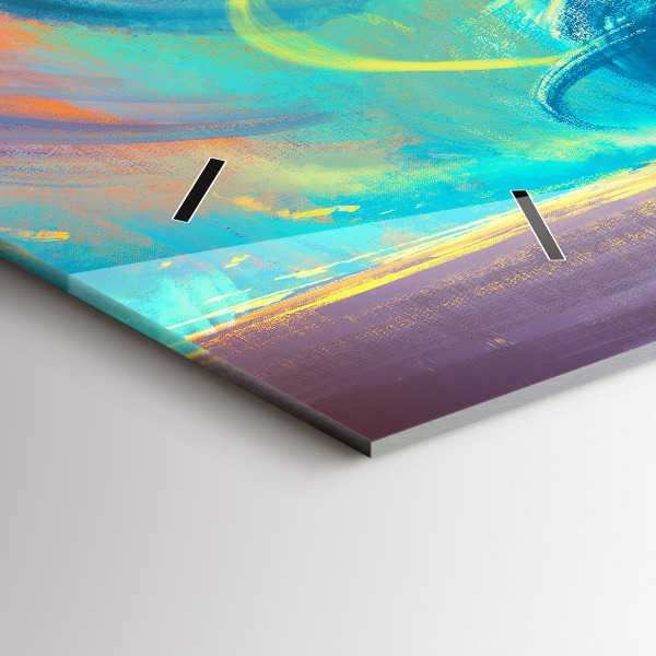 Horizontální skleněné hodiny na stěnu Dítě a balónky