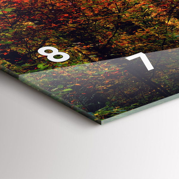 Horizontální skleněné hodiny na stěnu Podzimní lesní scenérie