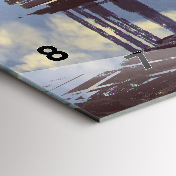 Horizontální skleněné hodiny na stěnu Andělské kolo