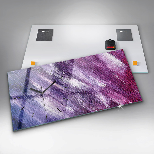 Horizontální skleněné hodiny na stěnu Textura akrylové barvy