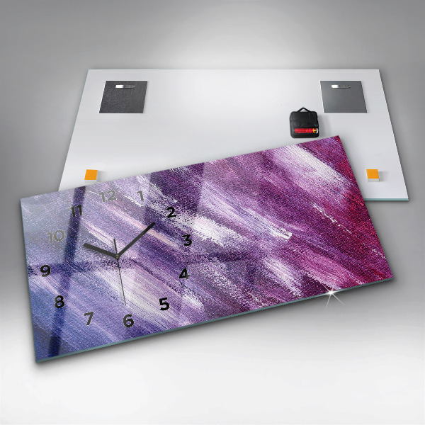 Horizontální skleněné hodiny na stěnu Textura akrylové barvy