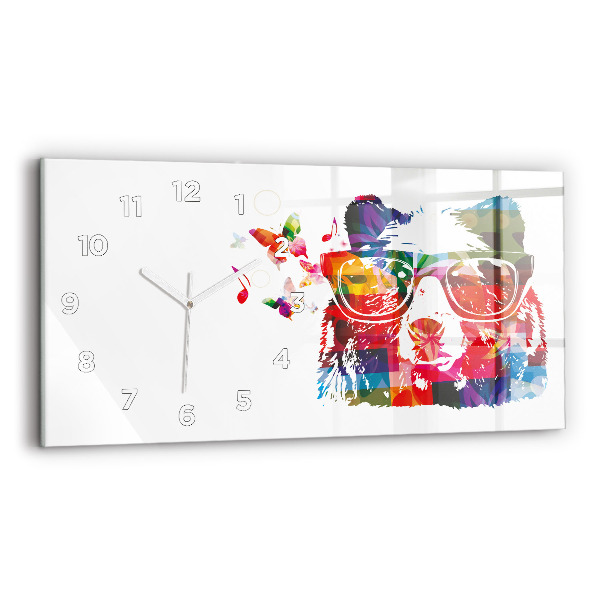 Horizontální skleněné hodiny na stěnu Hlava medvěda