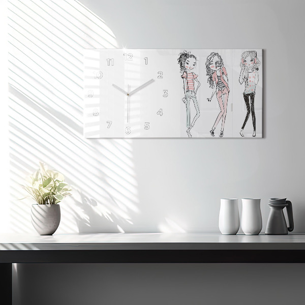 Horizontální skleněné hodiny na stěnu Dámská móda