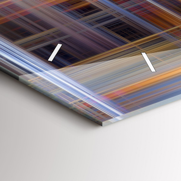 Horizontální skleněné hodiny na stěnu Geometrická abstrakce