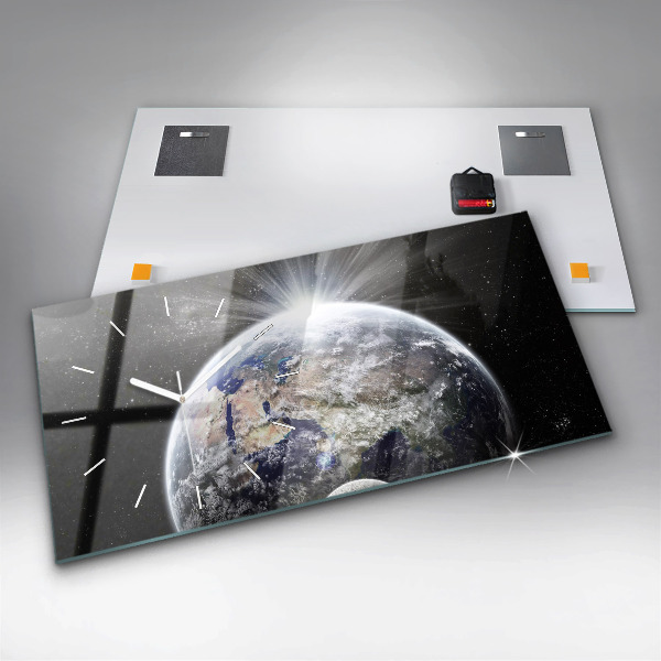 Horizontální hodiny na skle Země Měsíc Slunce