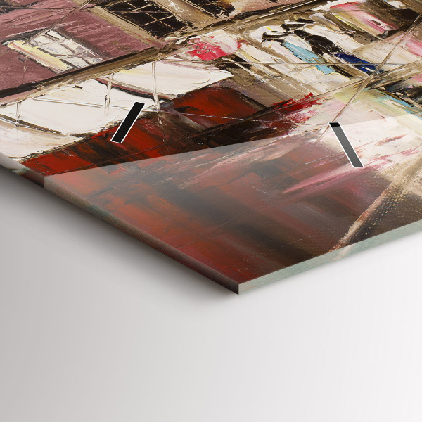 Horizontální skleněné hodiny na stěnu Město Paříž