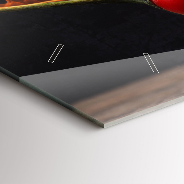 Horizontální skleněné hodiny na stěnu Pepřová paprika