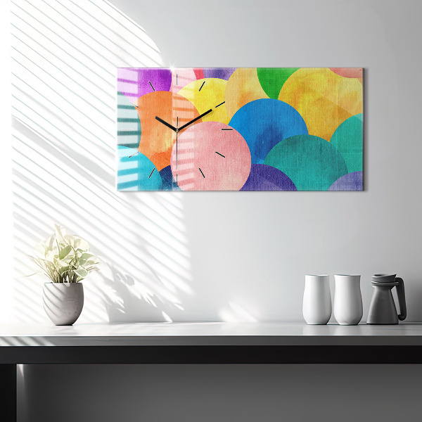 Horizontální skleněné hodiny na stěnu Abstraktní kruhy