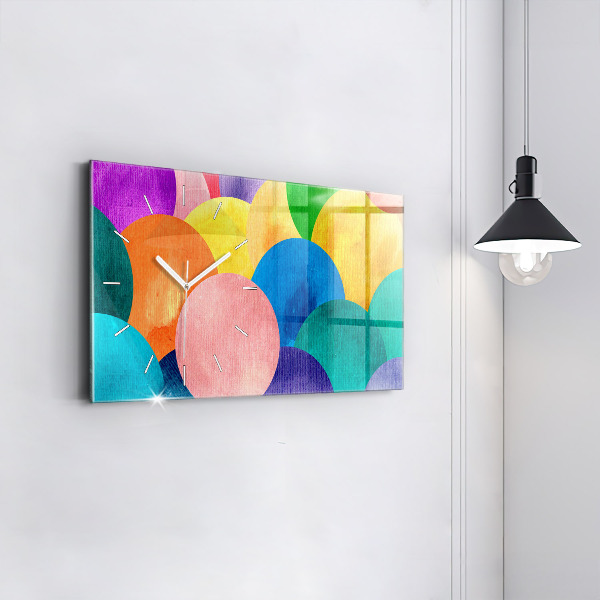 Horizontální skleněné hodiny na stěnu Abstraktní kruhy