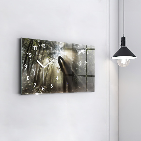 Horizontální skleněné hodiny na stěnu Slon v džungli
