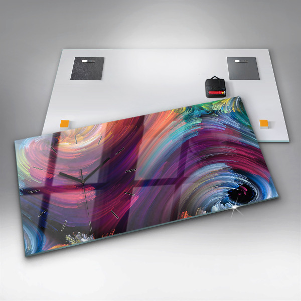 Horizontální skleněné hodiny na stěnu Abstraktní výprodej