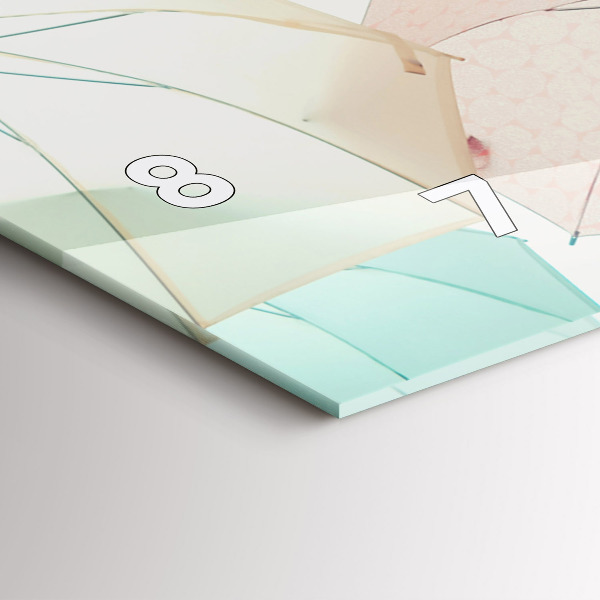 Horizontální skleněné hodiny na stěnu Pastelové deštníky