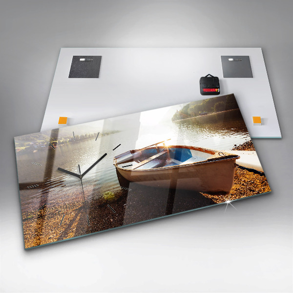 Horizontální skleněné hodiny na stěnu Pohled na jezero