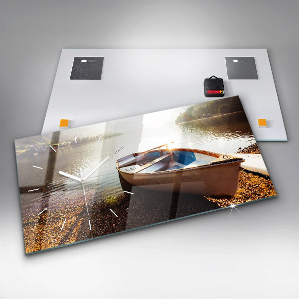 Horizontální skleněné hodiny na stěnu Pohled na jezero