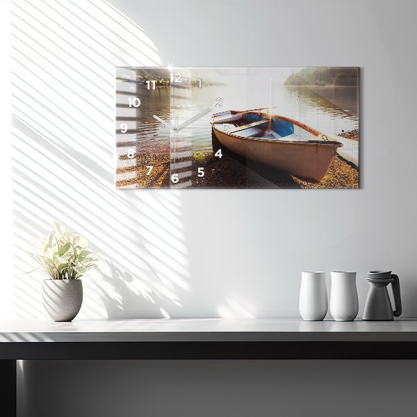 Horizontální skleněné hodiny na stěnu Pohled na jezero