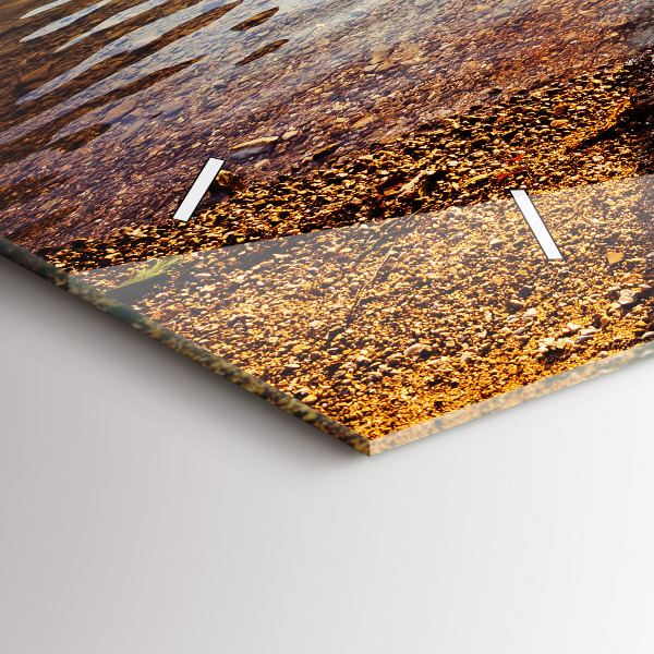 Horizontální skleněné hodiny na stěnu Pohled na jezero