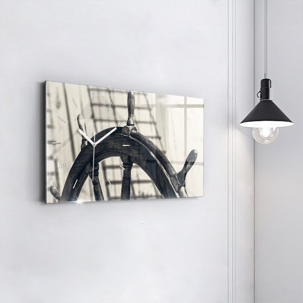 Horizontální skleněné hodiny na stěnu Starobylá loď