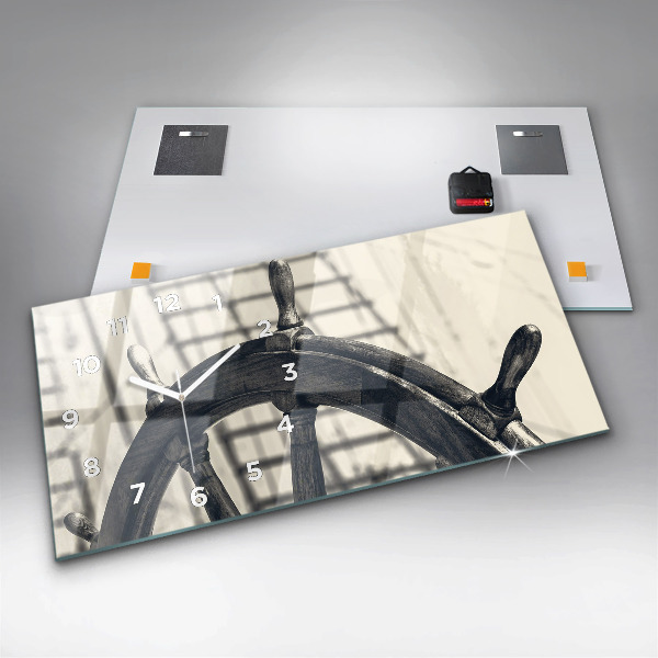 Horizontální skleněné hodiny na stěnu Starobylá loď