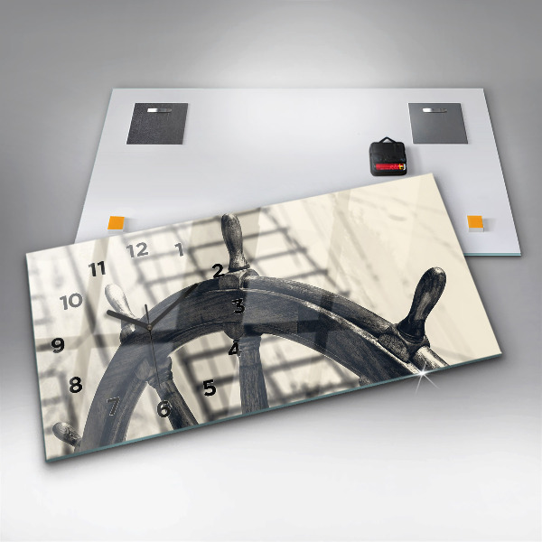 Horizontální skleněné hodiny na stěnu Starobylá loď