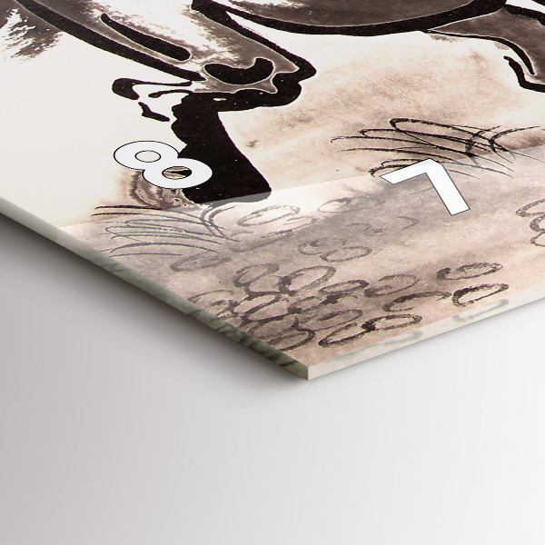 Horizontální skleněné hodiny na stěnu Cválající koně