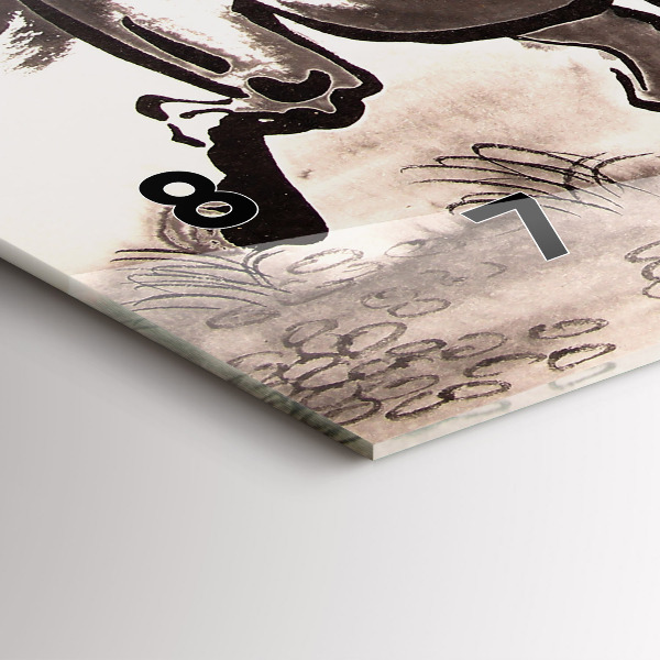 Horizontální skleněné hodiny na stěnu Cválající koně