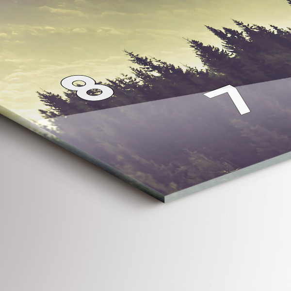 Horizontální skleněné hodiny na stěnu Mlžné horské svahy