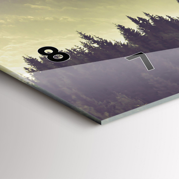 Horizontální skleněné hodiny na stěnu Mlžné horské svahy