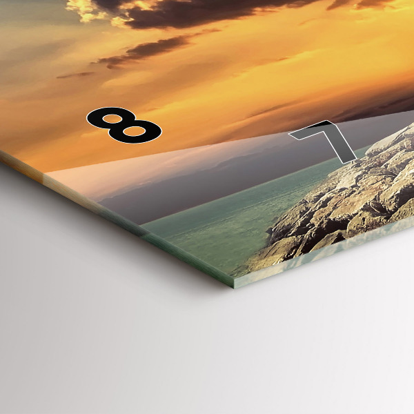 Horizontální skleněné hodiny na stěnu Maják na moři