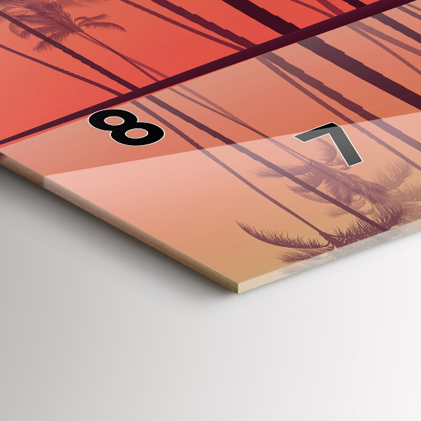 Horizontální skleněné hodiny na stěnu Tropické palmy