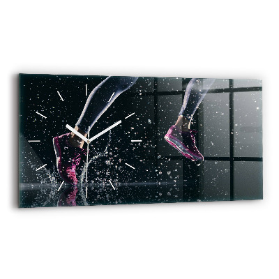 Horizontální skleněné hodiny na stěnu Zdravý životní styl a běh