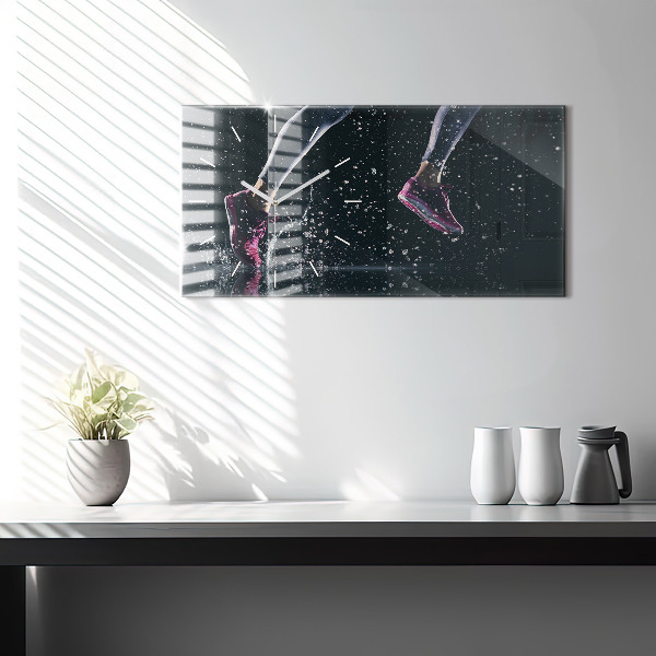 Horizontální skleněné hodiny na stěnu Zdravý životní styl a běh