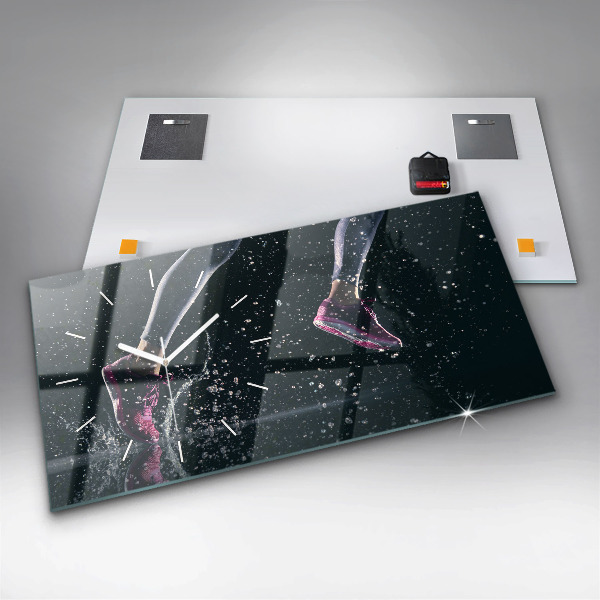 Horizontální skleněné hodiny na stěnu Zdravý životní styl a běh